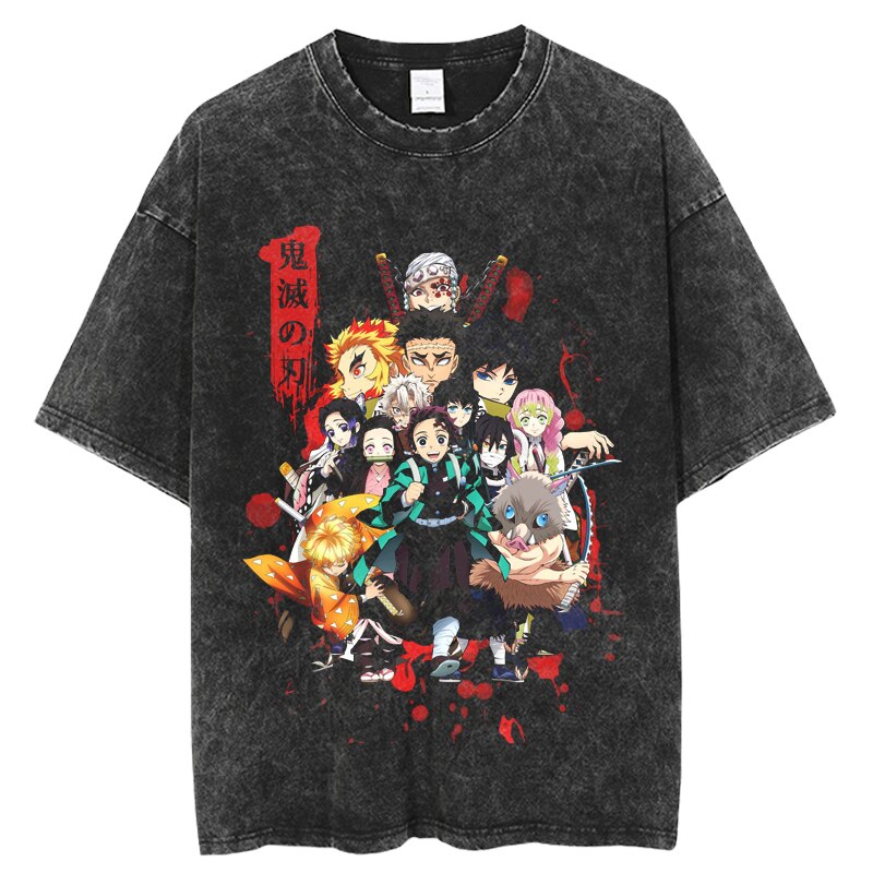 Anime TShirt Men Women Demon Slayer Manga Printed Tshirts 100%Cotton for Summer Harajuku Gothic Streetwear Casual Tops Tees, everythinganimee