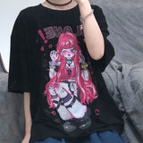 Women T-Shirt Cartoon Summer Printed Oversized T-shirts Fashion Short Sleeve Harajuku Tops Kawaii Tee Shirt Female Everythinganimee, anime merch, anime gear, anime, anime stuff, buy anime, Manga Otaku Cosplay Japan Animation Shonen Shoujo Seinen Shojo Mecha Fandom Subtitle Dubbed Fanart MyAnimeList MangaStream Studio Ghibli