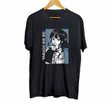 Here at Everythinganimee we have the best anime shirts in the world. Step into the world of Yamada Anna with this sleek and stylish tee, featuring a clean, minimalist design that captures her charm. The subtle blue background paired with the bold graphic makes this a standout piece for any fan.