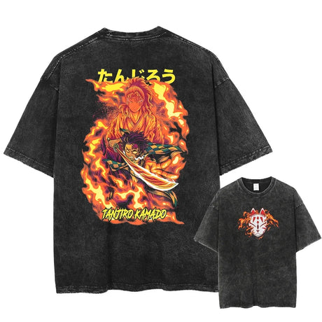 Here at Everythinganimee we have the best anime shirts in the world. 
Channel the spirit of Tanjiro Kamado as he battles through the flames with this standout Demon Slayer tee. 