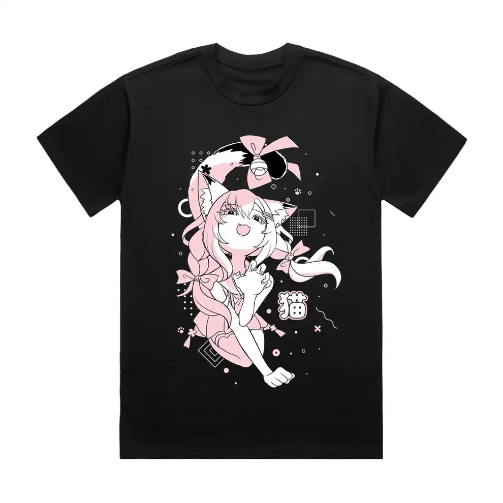 Here at Everythinganimee we have the best anime shirts in the world.
Celebrate the adorable and playful spirit of the cat with the Effiez Nya Cat Spirit Tee. This fun and cute design brings out the perfect balance of anime charm and feline energy, making it a great piece for any fan of anime-inspired art.