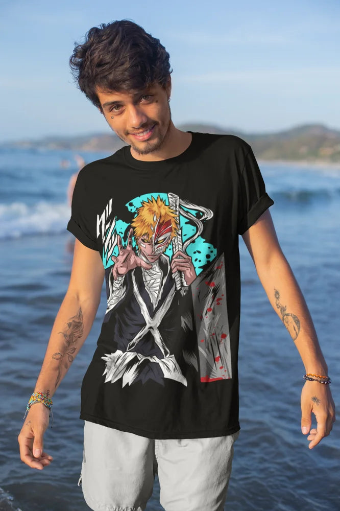 Show your allegiance to the legendary Soul Reaper with this eye-catching tee. If you are looking for more Bleach Man Merch, We have it all! | Check out all our Anime Merch now!