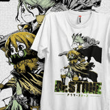 Immerse yourself in this striking Dr Stone Tee, perfect for anime fans Looking for more Dr Stone merch? Explore our full collection of anime merch now!