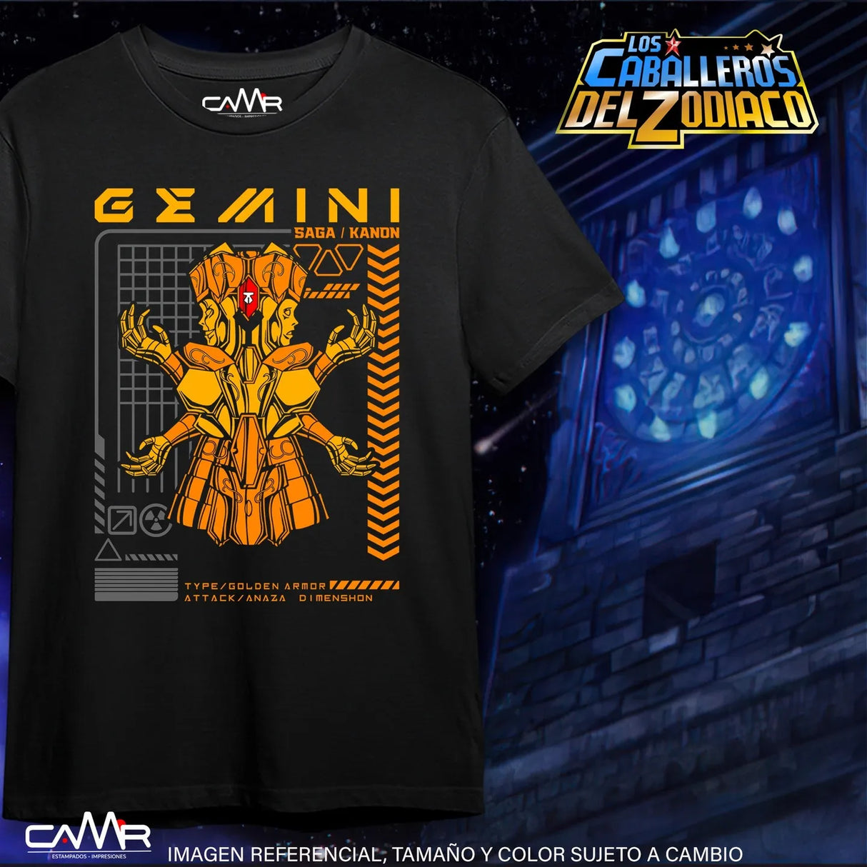 Here at Everythinganimee we have the best anime shirts in the world.
Harness the dual power of Gemini Saga and Kanon with this epic Knights of the Zodiac tee! Showcasing the iconic Golden Armor with intricate details, this shirt is perfect for fans of the legendary Gemini Saints from the Saint Seiya series. 