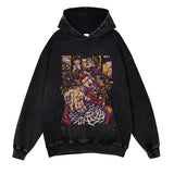 Slam Dunk Washed Black Streetwear Cotton Vintage Hoodie