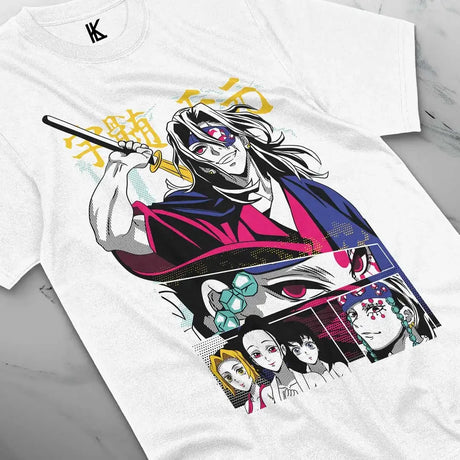 Here at Everythinganimee we have the best anime shirts in the world.
Step into the dazzling world of Demon Slayer with this electrifying Tengen Uzui Tee, showcasing the flamboyant Sound Hashira in all his glory. The vibrant design captures Tengen's bold and confident style.