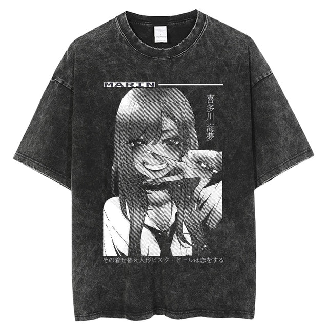 Anime My Dress Up Darling Harajuku T Shirt Men Hip Hop Vintage Washed 100% Cotton Streetwear Short Sleeve Graphic Unisex T-Shirt, everythinganimee