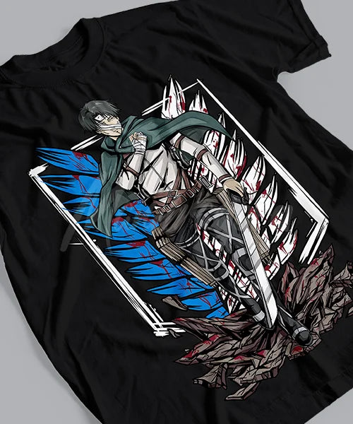 Here at Everythinganimee we have the best anime shirts in the world. Unleash your inner soldier with this epic Levi Ackerman tee.