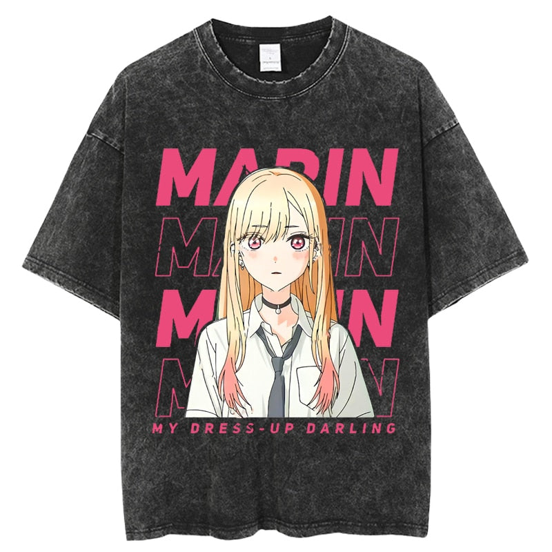 Anime My Dress Up Darling Harajuku T Shirt Men Hip Hop Vintage Washed 100% Cotton Streetwear Short Sleeve Graphic Unisex T-Shirt, everythinganimee