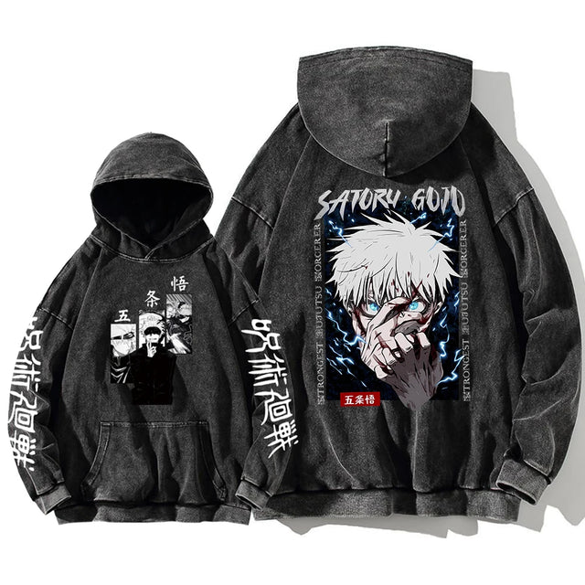 Here at Everythinganimee we have the best anime shirts in the world.
Channel the power of Satoru Gojo with this bold, striking hoodie featuring intense artwork from Jujutsu Kaisen. 