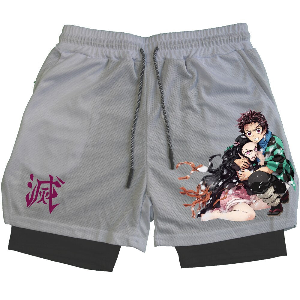 Demon Slayer Nezuko Print 2-in-1 Performance Shorts