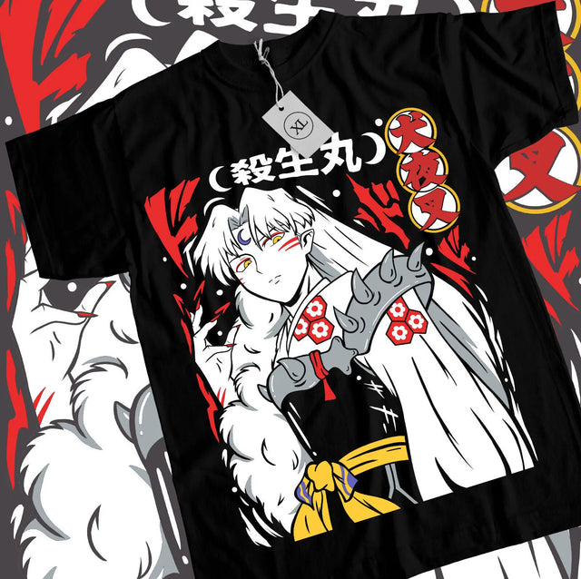 Here at Everythinganimee we have the best anime shirts in the world.
Embrace the elegance and fierce power of Sesshomaru from Inuyasha with this captivating design. Showcasing his poised yet formidable presence, this shirt brings to life the iconic demon lord.