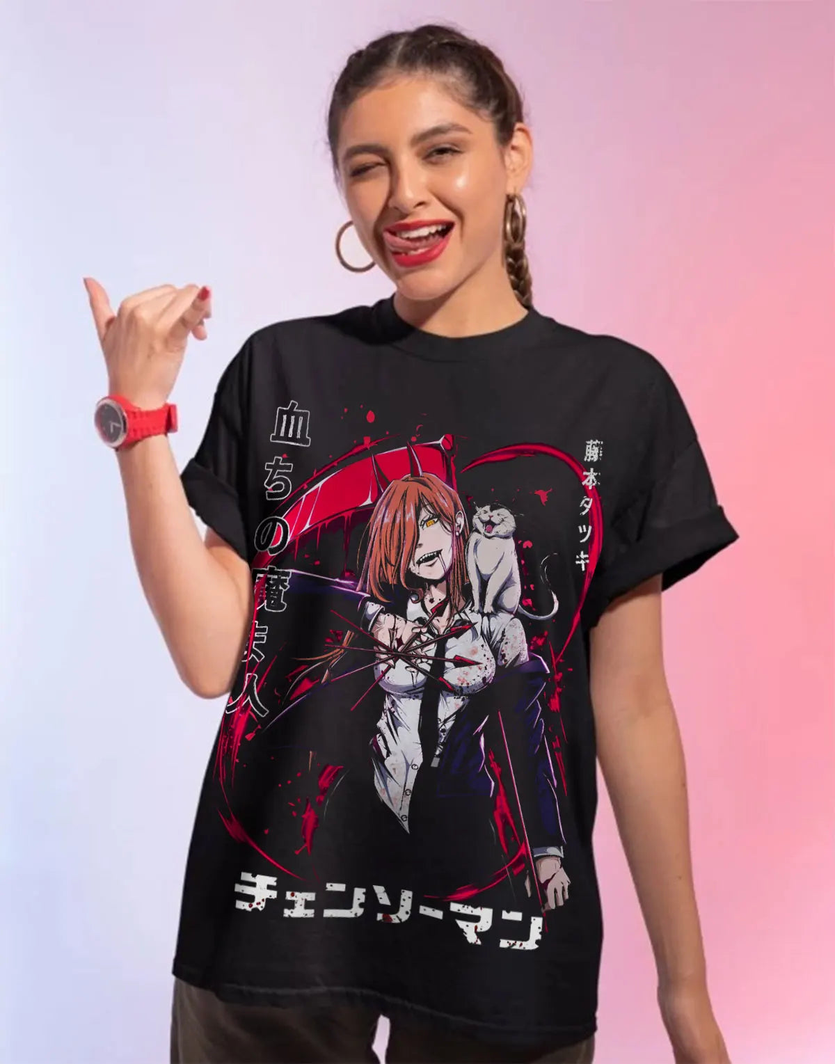 Immerse yourself in this striking Power Tee, perfect for anime fans. Looking for more Chainsaw Man merch? Explore our full collection of anime merch now!