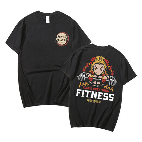 Demon Slayer Rengoku Flame Breathing Fitness T-Shirt