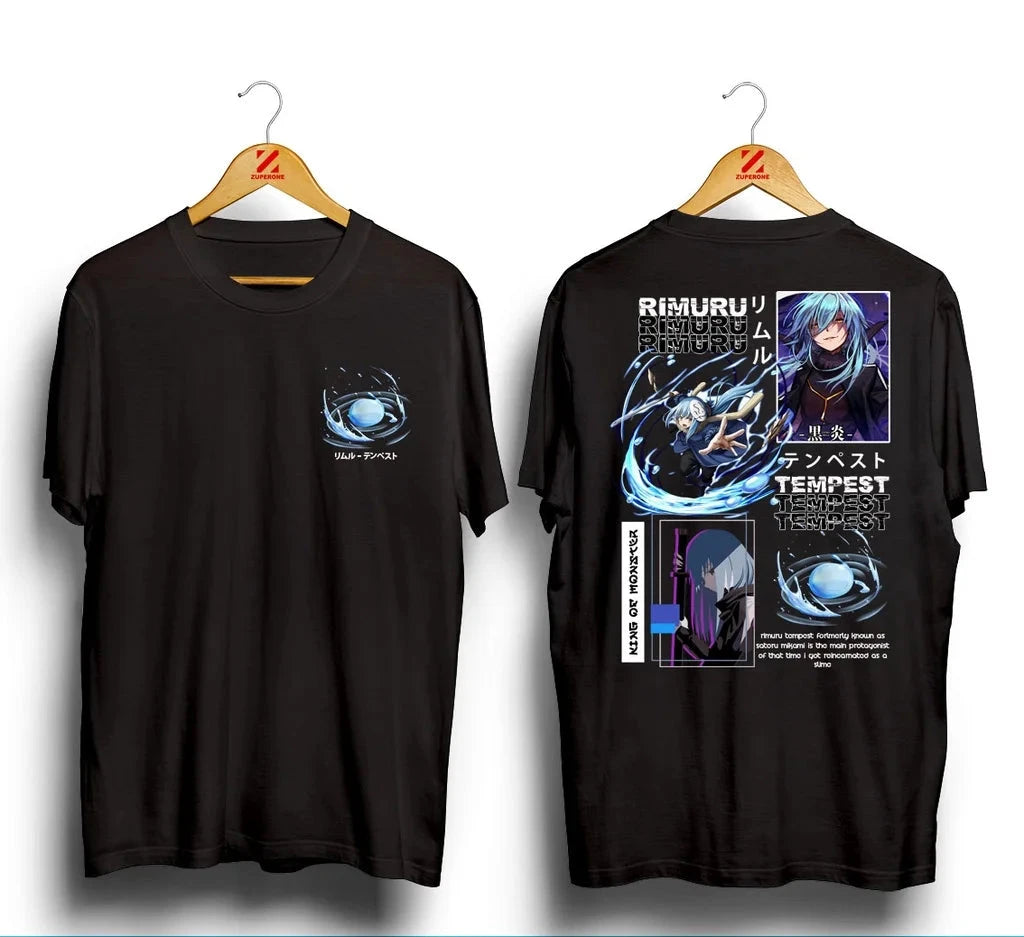 Here at Everythinganimee we have only the best anime merch! Free Global Shipping.
Immerse yourself in the world of "That Time I Got Reincarnated as a Slime" with this captivating Rimuru Tempest T-Shirt. Designed for fans of the series, this tee features a stunning depiction of Rimuru Tempest in both action and serene forms.