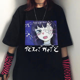 Harajuku Punk Japanese Su-ae | Operation True Love Anime Graphic Printed Men T-shirt Korean Gothic Casual Loose Short-sleeved Tees Unisex, everythinganimee