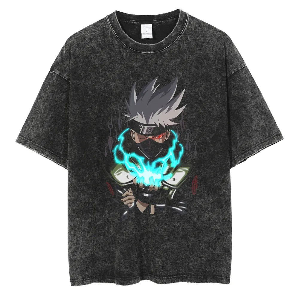 Get in style with our Kakashi Chidori Echoes Vintage Tee | Here at Everythinganimee we have the worlds best anime merch | Free Global Shipping