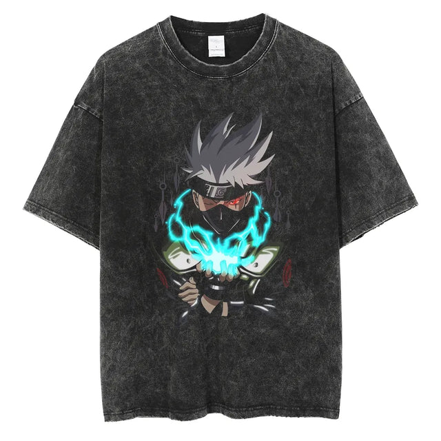 Get in style with our Kakashi Chidori Echoes Vintage Tee | Here at Everythinganimee we have the worlds best anime merch | Free Global Shipping