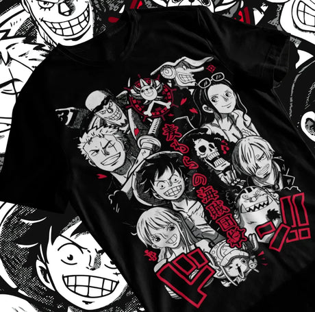 Here at Everythinganimee we have only the best anime merch! Free Global Shipping.
Set sail with the Straw Hat Pirates in this vintage-inspired One Piece T-Shirt, featuring your favorite characters from the legendary anime.