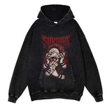 Jujutsu Kaisen Washed Black Streetwear Cotton Vintage Hoodie