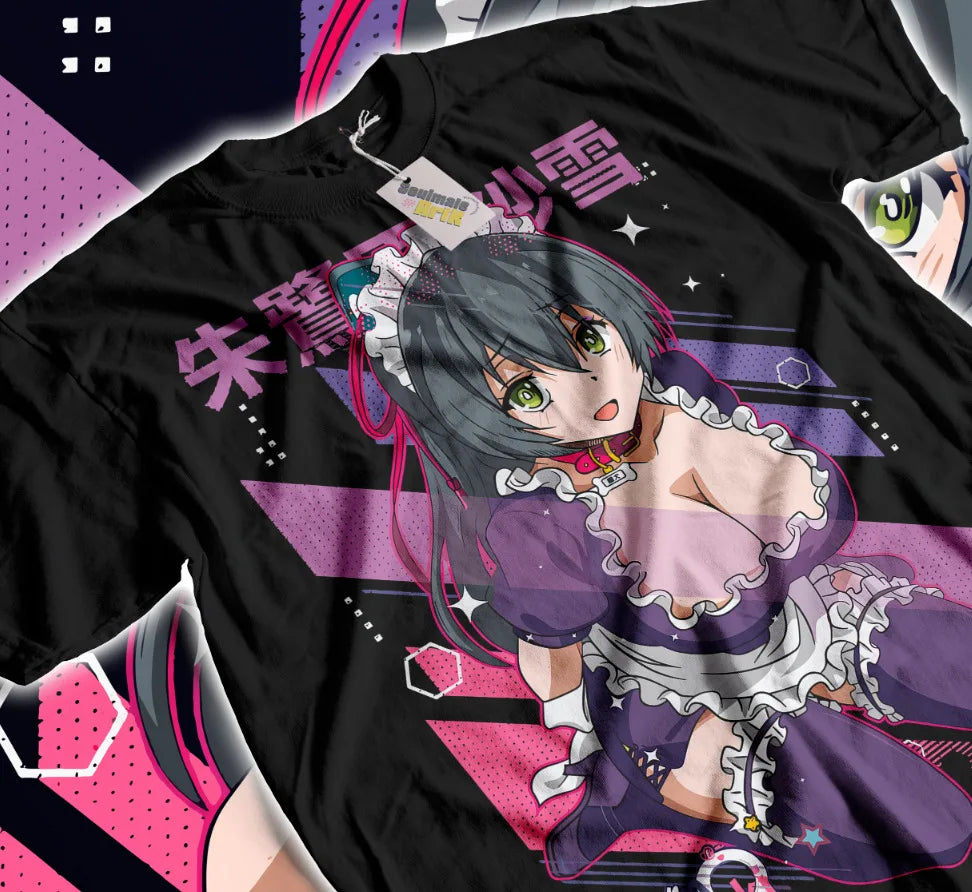 Here at Everythinganimee we have the best anime shirts in the world. 
Embrace the charm of Hensuki with this vibrant Sayuki Tokihara Maid Tee! Featuring the fan-favorite character in her iconic maid outfit, this shirt bursts with bold colors and dynamic design, capturing Sayuki's playful and alluring personality.