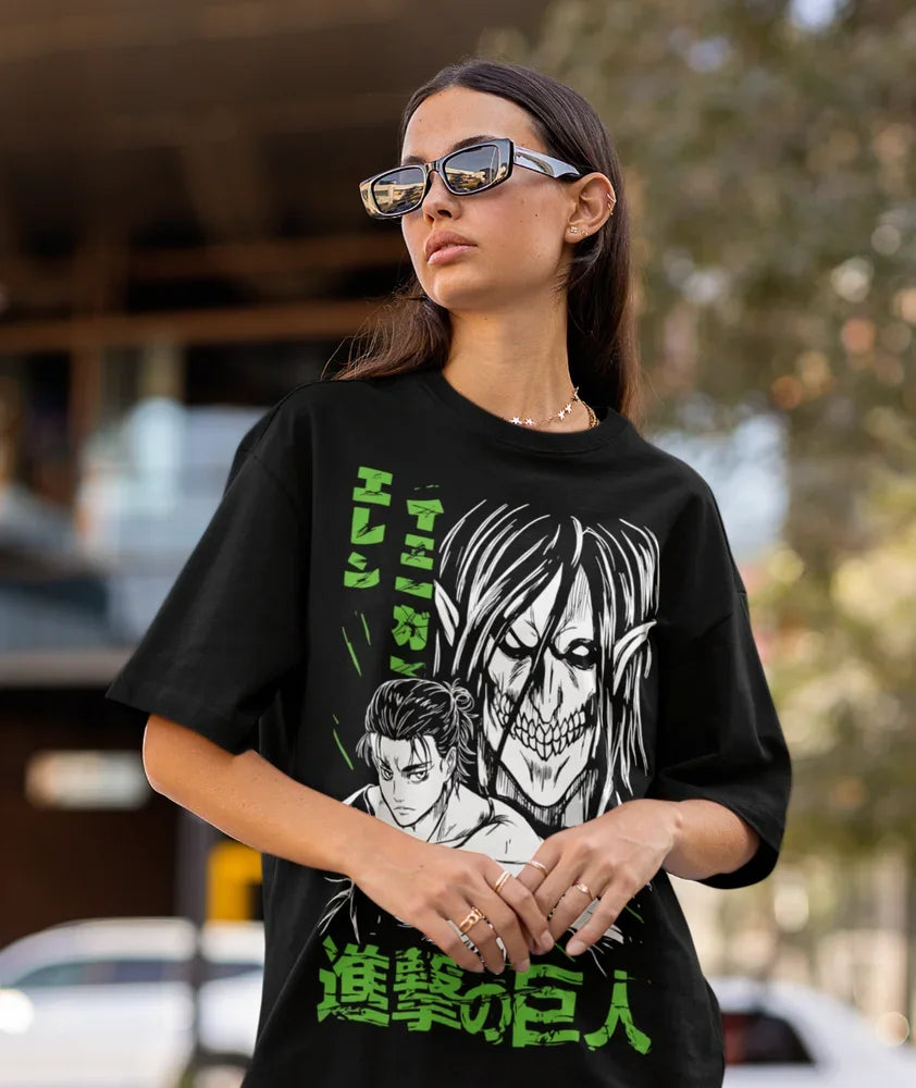 This tee captures the magic of Eren Yeager. If you're looking for more Attack On Titan merch, we have it all! Check out our anime merch now—free shipping!