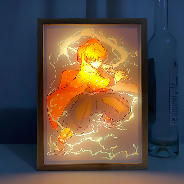 Anime Led Photo Frame Lamp Demon Slayer Kimetsu No Yaiba Zenitsu Agatsuma for Bedroom Decor Birthday Gift Manga Zenitsu Light, everythinganimee