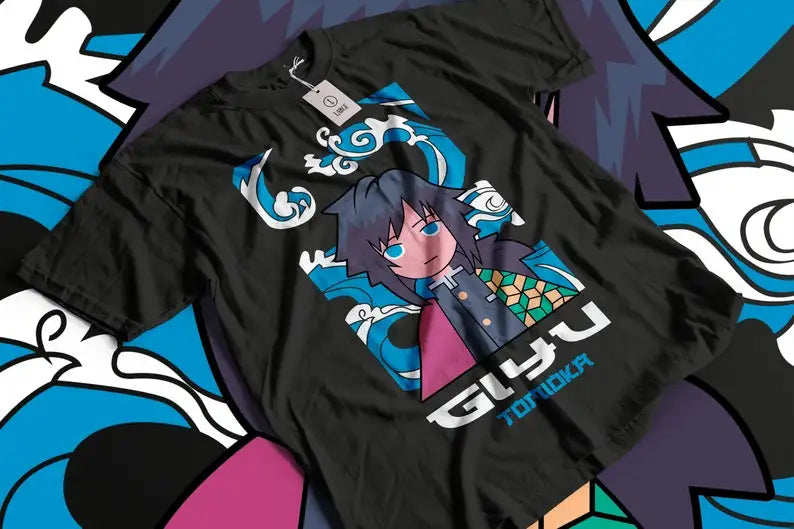 Immerse yourself in this striking Giyu Tee, perfect for anime fans Looking for more Demon Slayer merch? Explore our full collection of anime merch now!