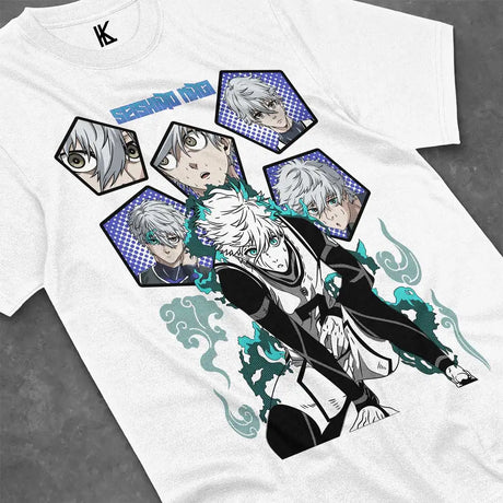 Here at Everythinganimee we have the best anime shirts in the world.
Dive into the world of Blue Lock with this dynamic Blue Lock Ego Tee featuring iconic character designs. This shirt highlights multiple expressions of one of the most intense characters from the series.