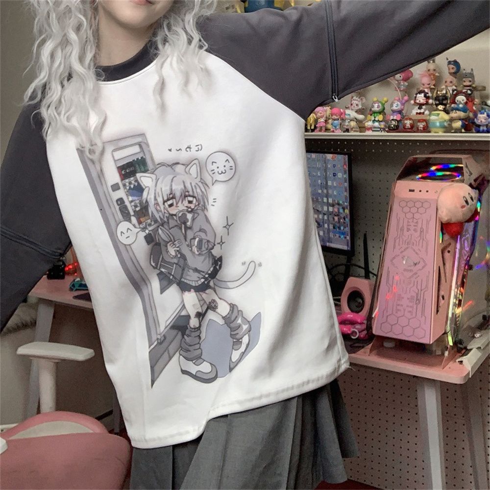 Futuristic Retro EVE★GIRL'S EGG★ Detachable Sleeve Cotton Tee