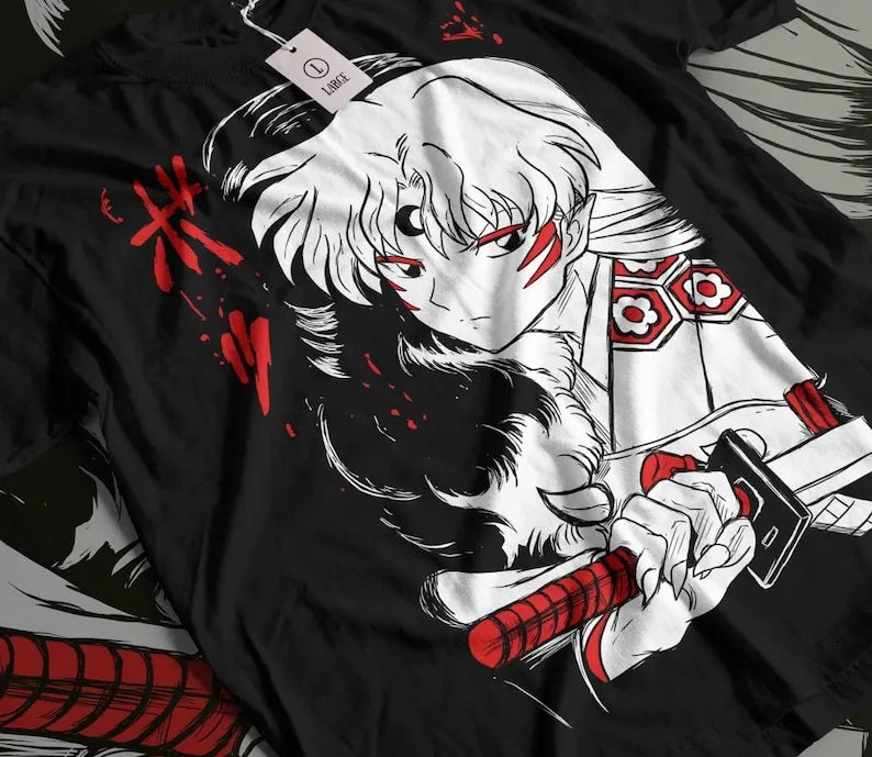 Here at Everythinganimee we only have the best shirts in the world! Embrace the regal and powerful presence of Sesshomaru with this captivating tee. Showcasing the iconic demon lord from Inuyasha in striking detail, this shirt captures Sesshomaru’s elegance and fierce demeanor. 