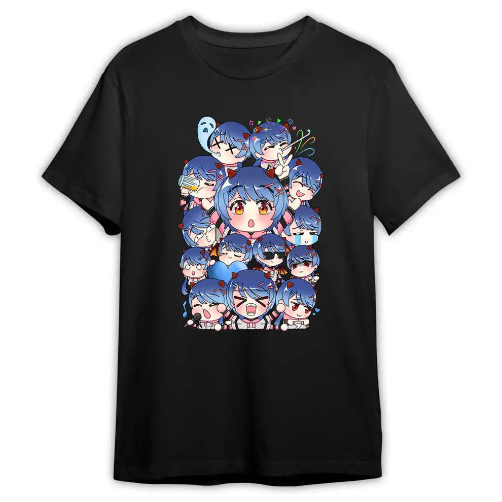 Here at Everythinganimee we only have the best shirts in the world! Step into the lively world of Vivichan with this vibrant VTuber-inspired tee, showcasing a delightful array of her expressive emotes. Perfect for anime lovers and VTuber fans, this shirt is an essential piece for those who want to bring their favorite virtual dragon into their everyday wardrobe.