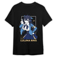 Here at Everythinganimee we have the best anime shirts in the world.
Show off your love for Luluna Rina with this captivating design, featuring the confident and charismatic character in her signature pose. The shirt's deep blue tones and fine detailing bring Luluna's energy to life.