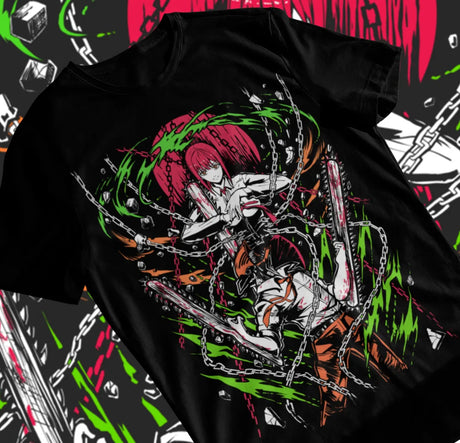 This vibrant tee featuring the powerful duo, Denji & Makima, in an intense and action-packed design. If you are looking for more Chainsaw Man Merch, We have it all! | Check out all our Anime Merch now!