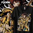 Here at Everythinganimee we have the best anime shirts in the world.
Embrace the legendary power of Saint Seiya with the Golden Armor Hero Tee. Featuring a stunning portrayal of a warrior clad in golden armor, this shirt is perfect for fans who admire the bravery and spirit of the series' iconic battles.