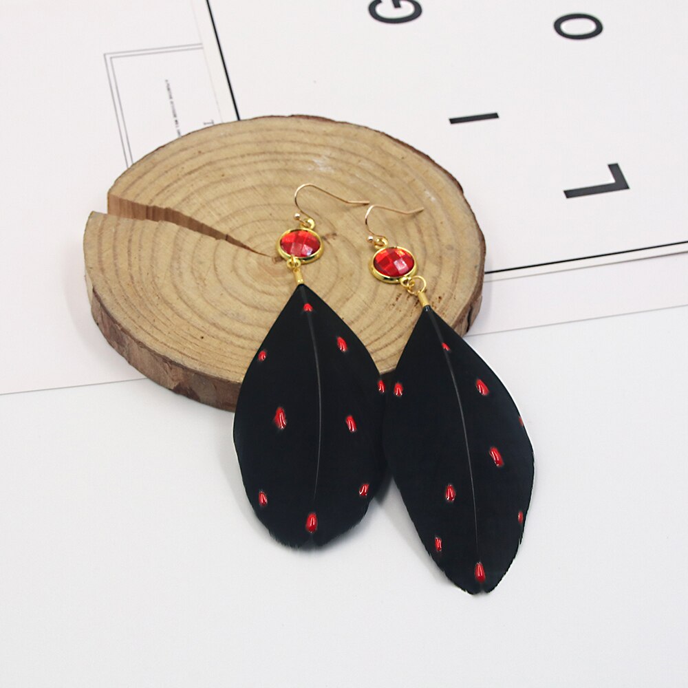 Howl's Moving Castle Red Crystal Feather Earring