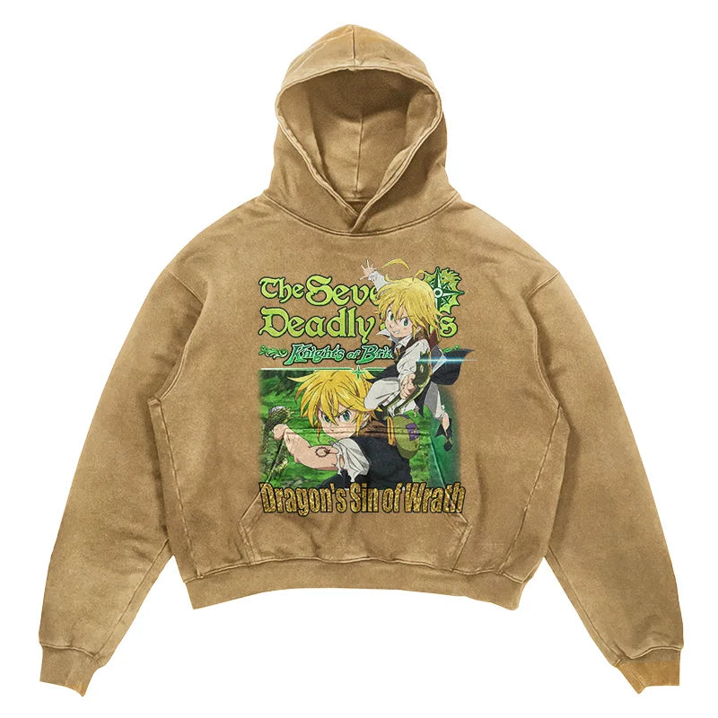 Retro Graphic Hoodie Seven Deadly Sins Series Seven Deadly Sins