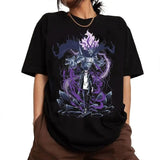 Here at Everythinganimee we have the best anime shirts in the world. 
Unleash the overwhelming power of Sung Jinwoo with the Shadow Monarch Jinwoo Tee. This epic design features Sung Jinwoo in his full Shadow Monarch form, surrounded by a menacing aura of purple energy.