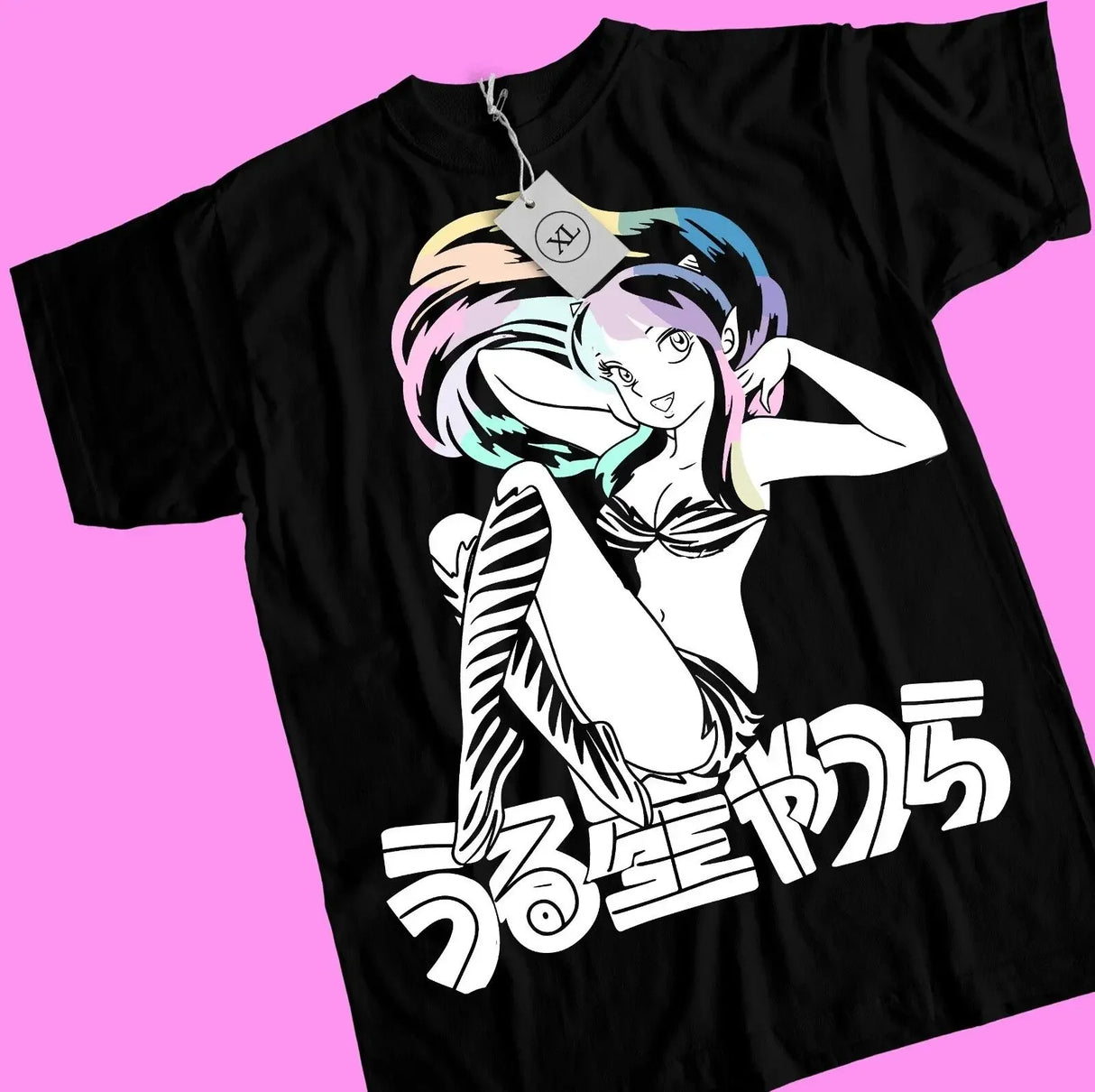 Here at Everythinganimee we have the best anime shirts in the world. 
Channel the vibrant energy of Urusei Yatsura with the Lum Tee. This bold shirt features the iconic Lum, known for her wild personality and electrifying presence. 