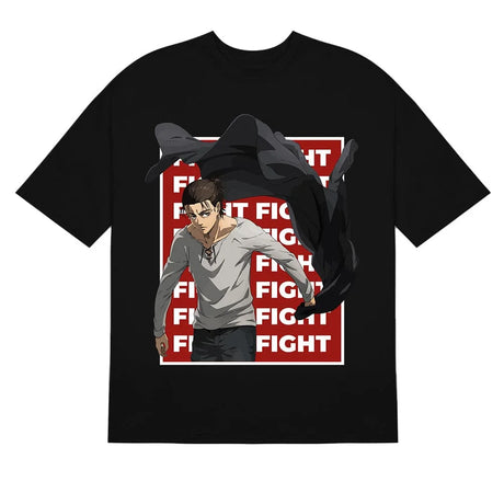 Here at Everythinganimee we have the best anime shirts in the world.
Unleash your inner strength with the powerful Eren Yeager Fight tee from Attack on Titan. Featuring Eren in an intense pose with a bold "Fight" backdrop, this shirt is perfect for fans who embody determination and resilience.