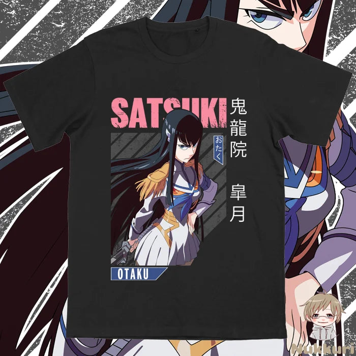  Here at Everythinganimee we have the best anime shirts in the world. Show your admiration for the fearless Satsuki Kiryuin from Kill la Kill with this captivating tee. Featuring bold colors and Satsuki’s powerful stance, this shirt is perfect for fans who embrace strength, style, and the spirit of rebellion.