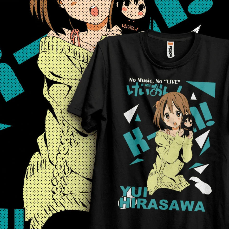 This tee captures the magic of Yui Hirasawa. If you're looking for more K-On! merch, we have it all! Check out our anime merch now—free shipping!