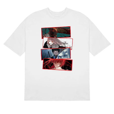 Here at Everythinganimee we have the best anime shirts in the world.
Unleash the intensity of Chainsaw Man with this eye-catching Red Frames tee! Featuring iconic scenes from the anime, this shirt captures the dark, action-packed moments of the series in bold, red-framed panels.