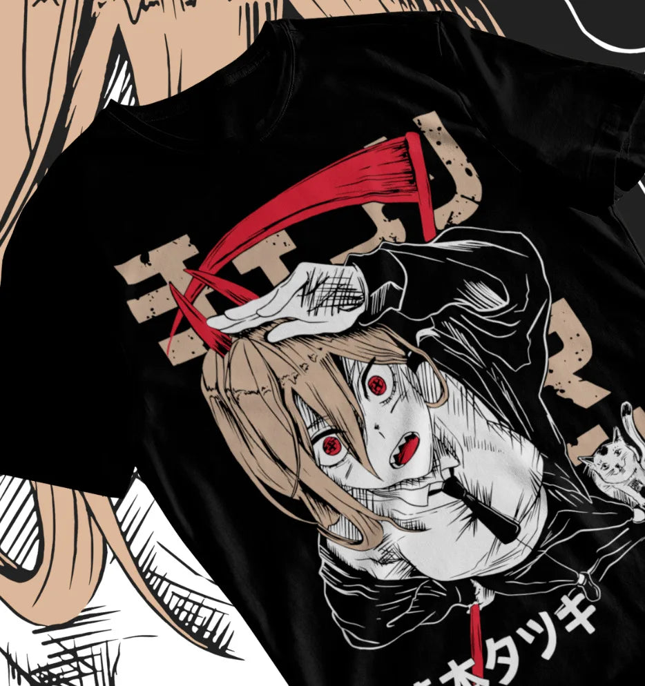 Here at Everythinganimee we have the best anime shirts in the world. Unleash the chaotic energy of Power from Chainsaw Man with this bold and dynamic shirt. 