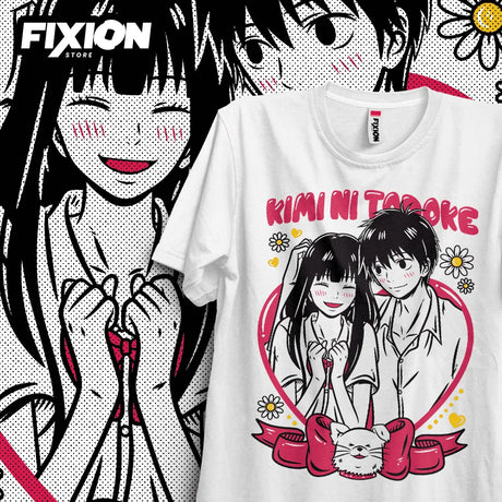 Here at Everythinganimee we have the best anime shirts in the world.
Step into the heartwarming world of Kimi ni Todoke with this charming tee that captures the gentle romance of Sawako and Kazehaya. 