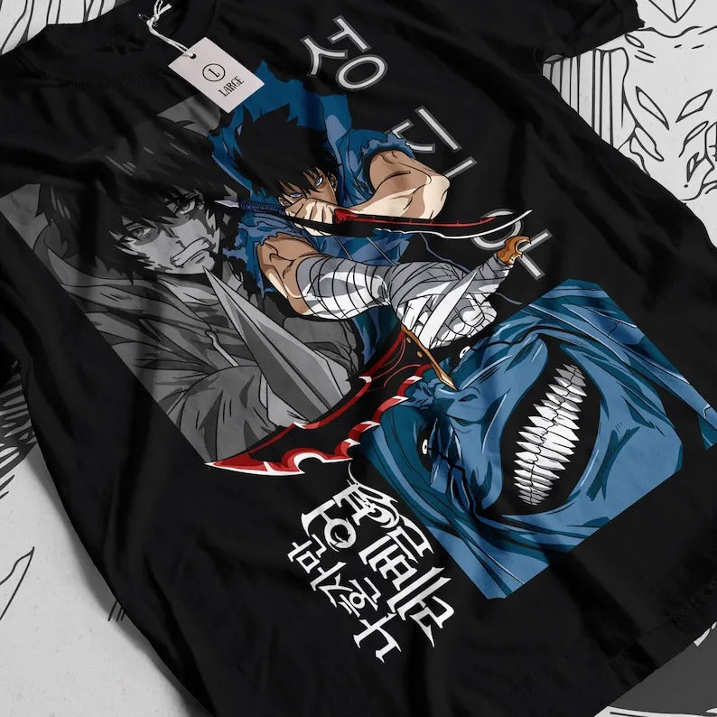 Here at Everythinganimee we only have the best shirts in the world! Unleash your inner shadow with the Jin Woo Solo Leveling Tee, showcasing a dynamic design inspired by the legendary shadow monarch himself. This shirt captures the essence of Jin Woo’s transformation with vibrant colors and bold artwork that pops, perfect for any anime fan. 