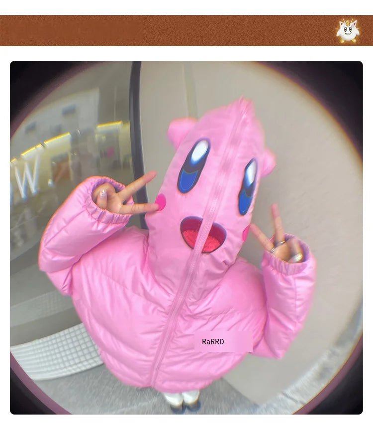  Embrace the cold in style with this adorable Kirby-themed winter jacket.| If you are looking for more Kirby Merch, We have it all! | Check out all our Anime Merch now!