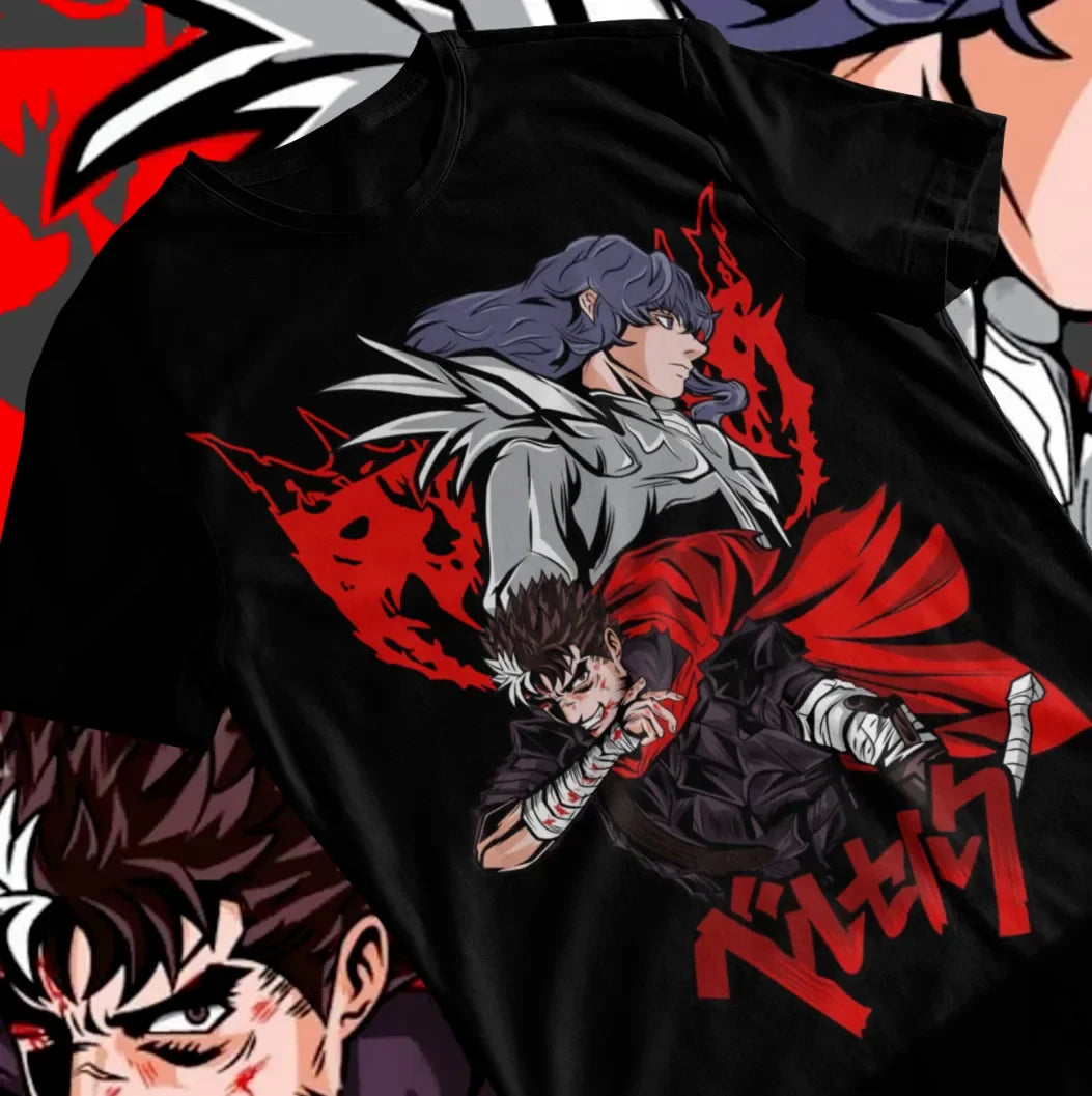 Immerse yourself with this striking tee featuring the unyielding Guts & Griffith tee. If you are looking for more Berserk Merch, We have it all! | Check out all our Anime Merch now!