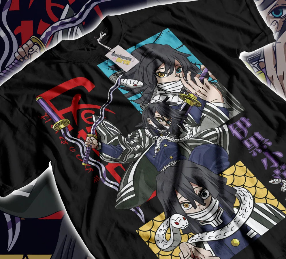 Show your dedication with this striking tee featuring the enigmatic Obanai Iguro. If you are looking for more Demon Slayer Merch, We have it all! | Check out all our Anime Merch now!