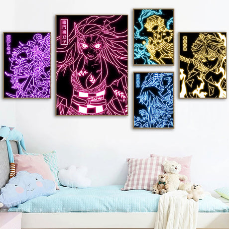 Neon Style Demon Slayer Posters